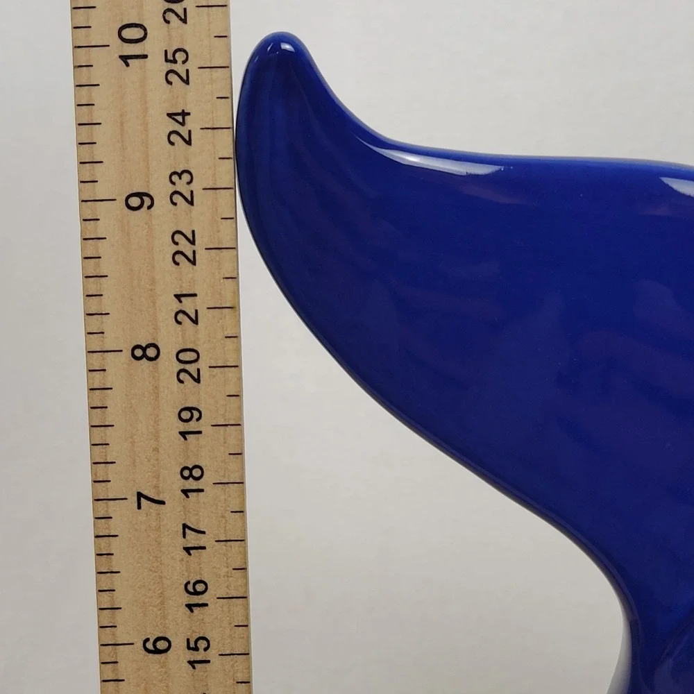 Cobalt Blue Ceramic Whale Tail Figurine - 10